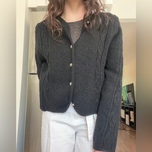 Black Cable Knit Cardigan